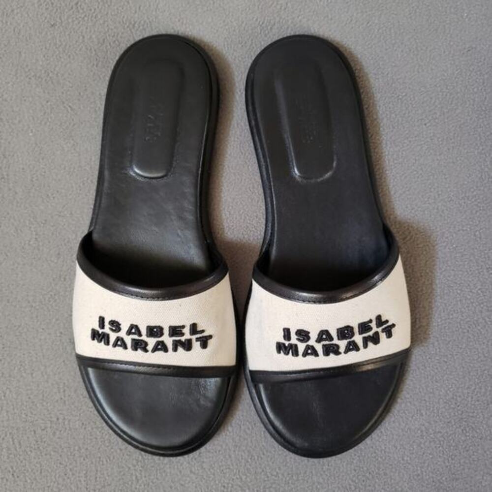 Isabel‎ Marant Vikee Slides in Ecru & Black Size 39/9 Casual Designer - Picture 6 of 16